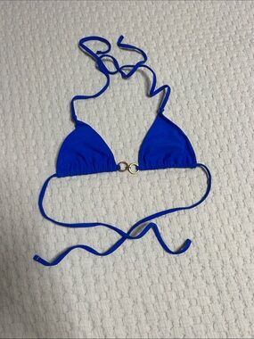 Blue String Bikini Top w/Gold Accents
